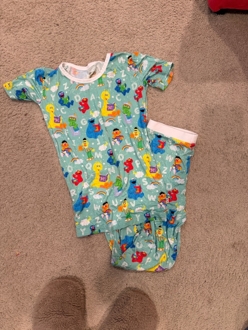 Little Sleepies Teal Sesame Street Short-Sleeve Pajama Set